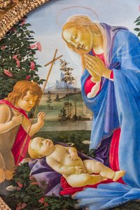 Madonna, die das Jesuskind mit dem jungen Johannes anbetet, ca. 1483-87 von Sandro Botticelli