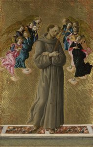 Der heilige Franz von Assisi mit Engeln, ca. 1475 von Sandro Botticelli
