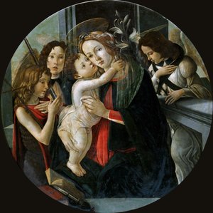 Die Madonna und das Kind mit dem heiligen Johannes und zwei Engeln