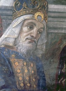Die Reinigung des Aussätzigen und die Versuchung Christi, in der Sixtinischen Kapelle: Detail des Kopfes des Priesters, 1481