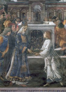 Die Reinigung des Aussätzigen und die Versuchung Christi, in der Sixtinischen Kapelle: Detail der Reinigungszeremonie, 1481 von Sandro Botticelli