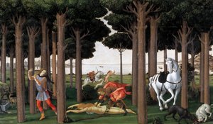 Die Geschichte von Nastagio degli Onesti, zweite Episode von Sandro Botticelli