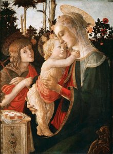 Madonna mit Kind und dem jungen Johannes dem Täufer von Sandro Botticelli and workshop