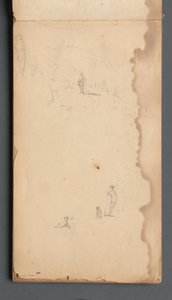 Skizzenbuch, Seite 02: Figur in einer Landschaft mit Hund