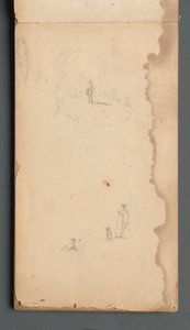 Skizzenbuch, Seite 02: Figur in einer Landschaft mit Hund, 1859