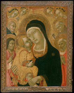 Madonna mit Kind und den Heiligen Johannes der Täufer, Hieronymus, Peter Martyr von Sano di Pietro