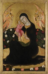 Die Jungfrau und das Kind mit Engeln Madonna der Demut, Mitte des 15. Jahrhunderts von Sano di Pietro
