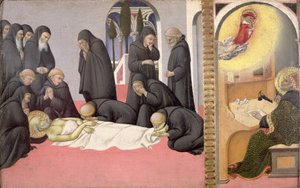 Der heilige Hieronymus erscheint dem heiligen Kyrill von Jerusalem von Sano di also Ansano di Pietro di Mencio Pietro