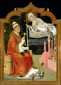 Die Erscheinung der Jungfrau vor Papst Calixtus III (1378-1458) 1455-58 von Sano di also Ansano di Pietro di Mencio Pietro