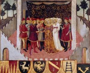 Hochzeitszeremonie eines Adelspaares in Siena (1473) von Sano di also Ansano di Pietro di Mencio Pietro