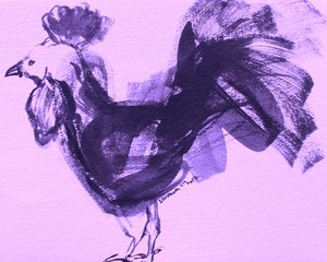Ausdrucksvoller violetter Hahn