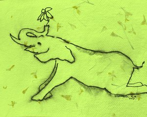 Fröhlicher Elefant mit Blume