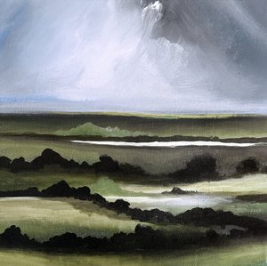 Neblige lila Landschaft
