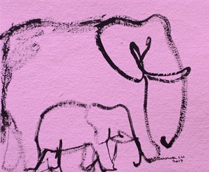 Rosa Elefantenfamilie Skizze von Santhosh ch