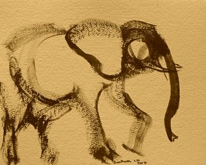 Sepia Elefant Geste