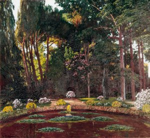 Jugendstil "Der Garten" (Arbucies). Gemälde von Santiago Rusinol y (i) Prats (1861-1931) Ende des 19. Jahrhunderts El Vendrell. Haus-Museum Pau Casals. von Santiago Rusinol i Prats