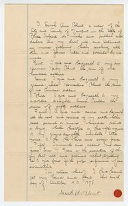 Letzter Wille und Testament von Sarah Ann Blunt Crozley, Oktober 1898