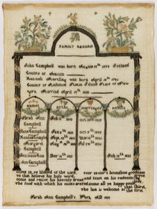 Familienregister Muster von Sarah Ann Campbell
