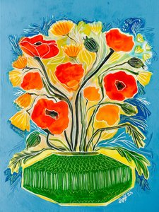 Lebhaftes Mohnblumenbouquet