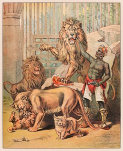 Vorführende Löwen mit ihrem Dompteur im Barnum & Bailey Circus aus P.T. Barnum