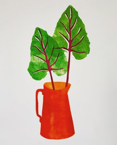 Roter Krug mit Blättern von Sarah Thompson Engels