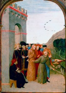 Der heilige Franziskus von Assisi spricht mit dem Wolf von Gubbio (Detail)