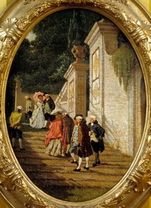 Die guten alten Zeiten. Paare des Adels beim Spaziergang. Gemälde von Francesco Altamura von Saverio Altamura