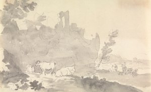 Landschaft mit Kühen im Vordergrund von Sawrey Gilpin