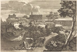 Landschaft mit Wagen