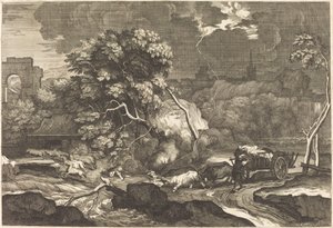 Landschaft mit einem verängstigten Fuhrmann
