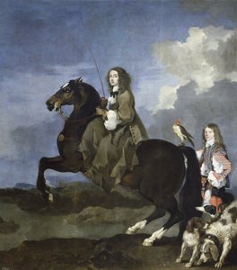Porträt von Königin Christina von Schweden 1626-1689 zu Pferd, 1653-1654 von Sébastien Bourdon
