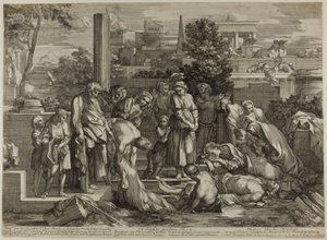 Die Toten begraben, aus Die Werke der Barmherzigkeit von Sébastien Bourdon