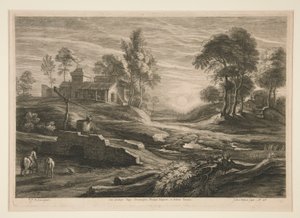 Landschaft mit Ziehbrunnen