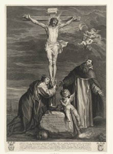 Christus am Kreuz mit den Heiligen Katharina von Siena und Dominikus unter dem Kreuz von Schelte Adamsz. Bolswert