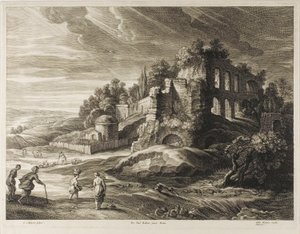 Landschaft mit den großen Ruinen, aus Die kleinen Landschaften von Schelte Adamsz. Bolswert