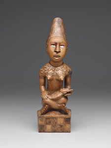 Sitzende weibliche Figur mit Kind (pfemba) Yombe-Gruppe, Kongo-Völker von School African