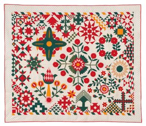 Eine Blumenapplikationsdecke, möglicherweise Pennsylvania von School American