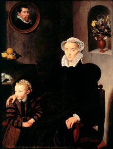 Porträt der Frau des Schmieds und Malers aus Antwerpen Quenston mit ihrem Kind von School Antwerp