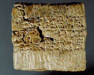 Assyrische Zivilisation: gravierte Schachtel mit Keilschriftzeichen über die Produktion von zwei Silberminen. Istanbul, Archäologisches Museum von School Assyrian