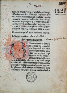 Psalter von Boniface Ferrer, korrigiert von Jaime Borrell, gedruckt von Nicolaus Spindeler in Barcelona im Jahr 1480