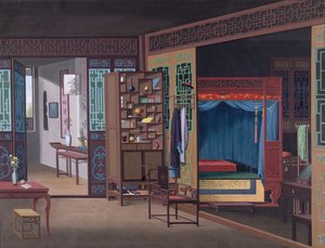 Zeichnung des Innenraums des Hauses eines chinesischen Beamten von School Chinese