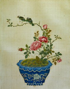 Kunst China: Malerei auf Seide, Blumen und Vögel. Anonym von School Chinese