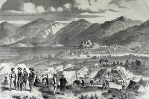 Lager der Sikh-Kavallerie in Cowloong von School Chinese