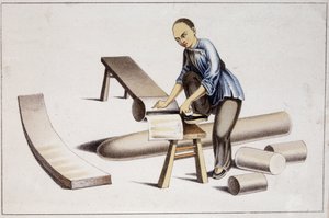 Wie man die Substanz von chinesischem Papier schneidet (nach einer chinesischen Zeichnung) - Anfang 19. Jahrhundert