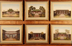 Satz von sechs chinesischen Pavillons und Hofszenen, ca. 1780