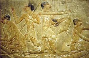 Altes Ägypten, Wandrelief, Mastaba/Grab von Idout, Saqqara, Vögel im Sumpf fangen, 6. Dynastie