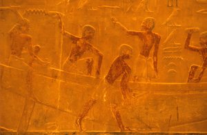 Altes Ägypten, Wandmalerei/Schnitzerei, Mastaba/Grab von Ti, Saqqara, 5. Dynastie, Schiffbau
