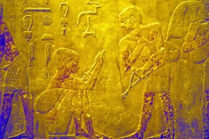 Altes Ägypten, Wandmalerei, Mastaba/Grab des Ti, Saqqara, 5. Dynastie, Handel mit Waren auf dem Markt