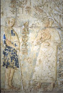 Altes Ägypten, Wandrelief, Grab von Petosiris, Tuna el-Gebel, 300 v. Chr., Petosiris und seine Frau von School Egyptian