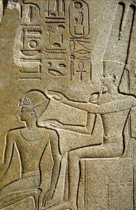 Altes Ägypten, Wandmalerei, Hatshepsut wird von Amon Ra gesegnet, Karnak-Tempel, Luxor